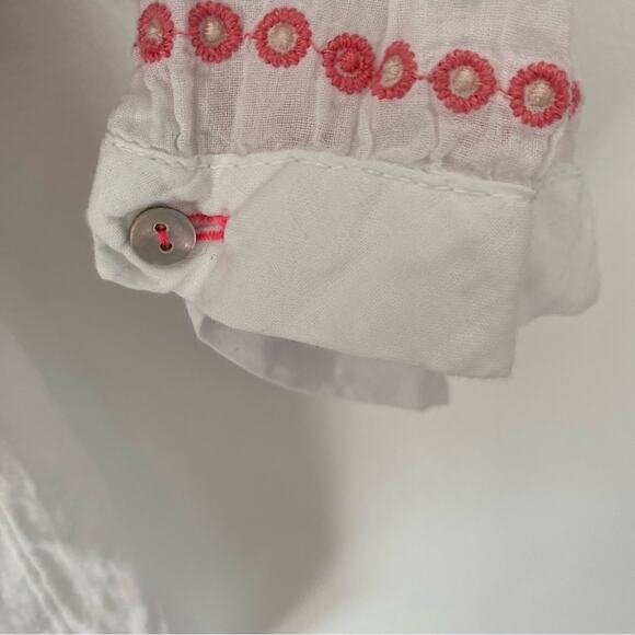 Johnny Was Tatum Peasant Embroidered White Boho Sheer Top size XL - Picture 8 of 10